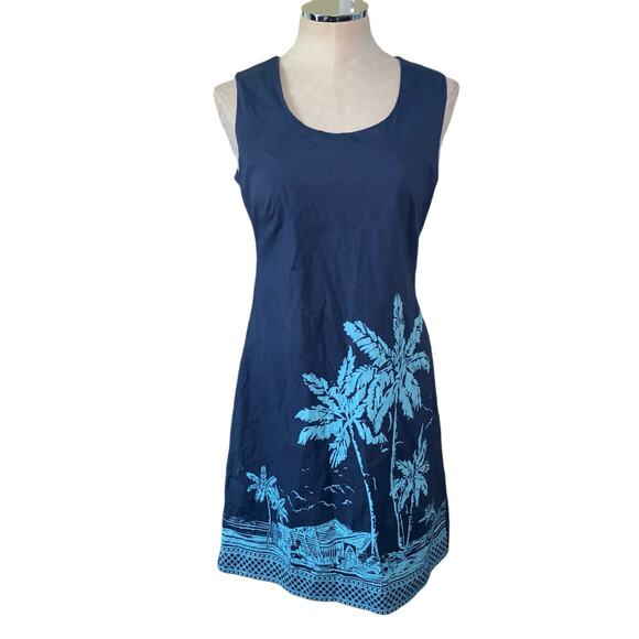 Disney Store Tiki Kingdom Sleeveless Dress Navy Blue Round neckline Size 10 - Picture 1 of 9